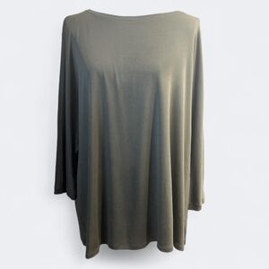 Eileen Fisher Shirt Womens Small Green Silk Long Sleeve Oversized Boxy Tunic Top